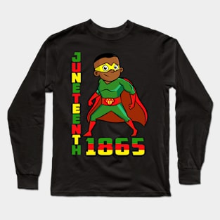 Juneteenth Celebrating 1865 Cool Brown Skin King Boys Kids Long Sleeve T-Shirt